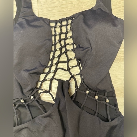 NWT Dolce Vita One Piece Swimsuit XS Macramé Cutout Black Bathing Suit Vacation - Picture 6 of 12